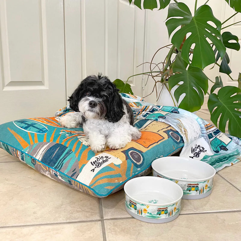 Byron Surf Ceramic Dog Bowl