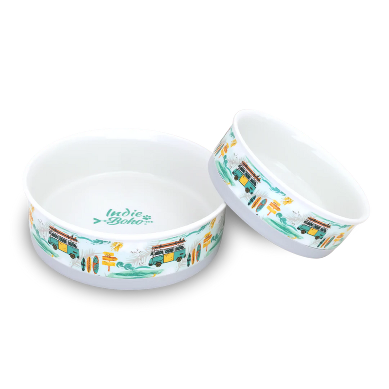 Byron Surf Ceramic Dog Bowl