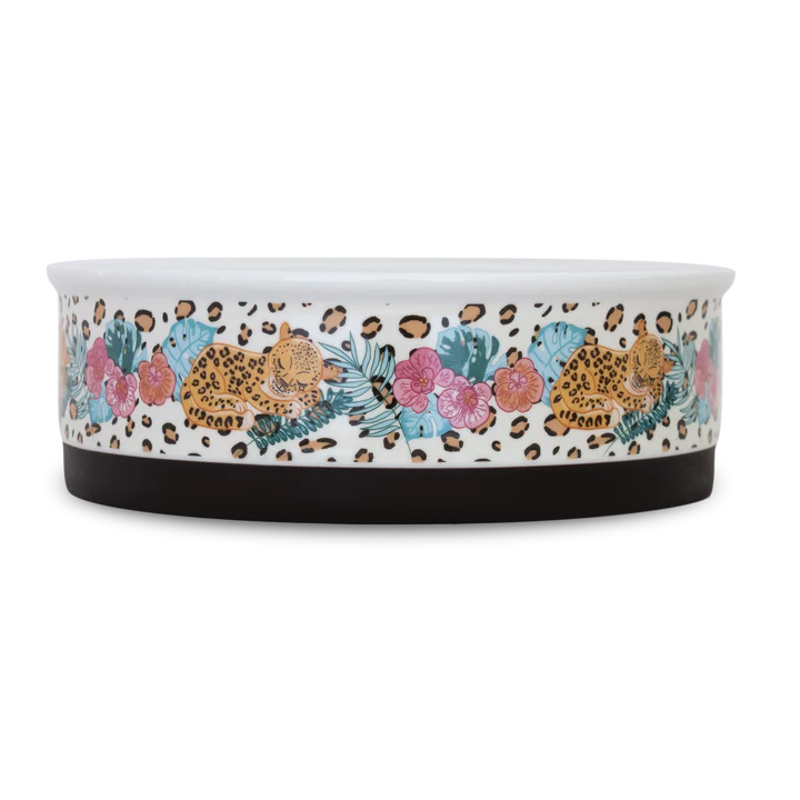 Leopard Luxe Ceramic Dog Bowl