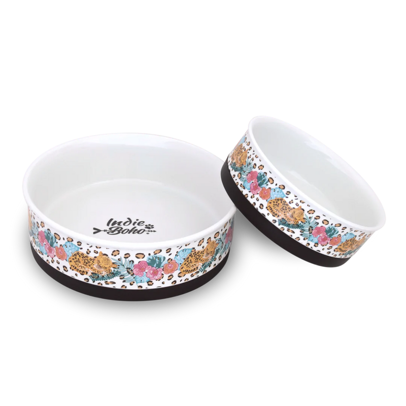 Leopard Luxe Ceramic Dog Bowl