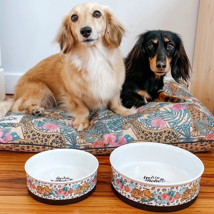 Leopard Luxe Ceramic Dog Bowl