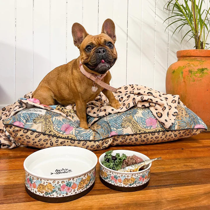 Leopard Luxe Ceramic Dog Bowl