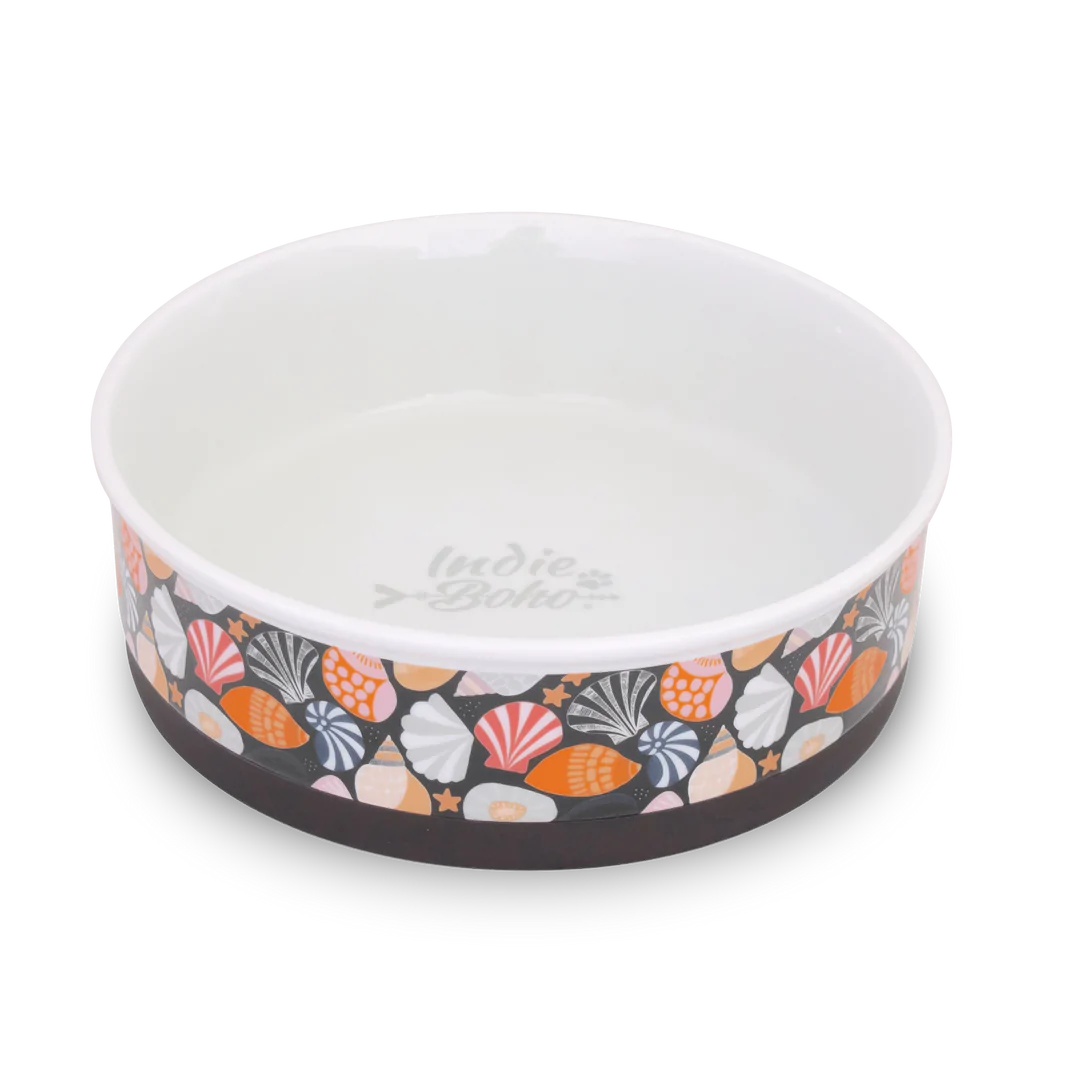 Daydream Shells Ceramic Dog Bowl