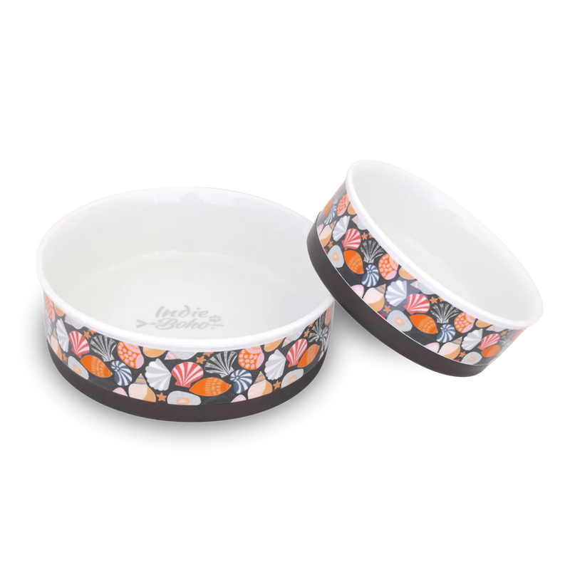 Daydream Shells Ceramic Dog Bowl
